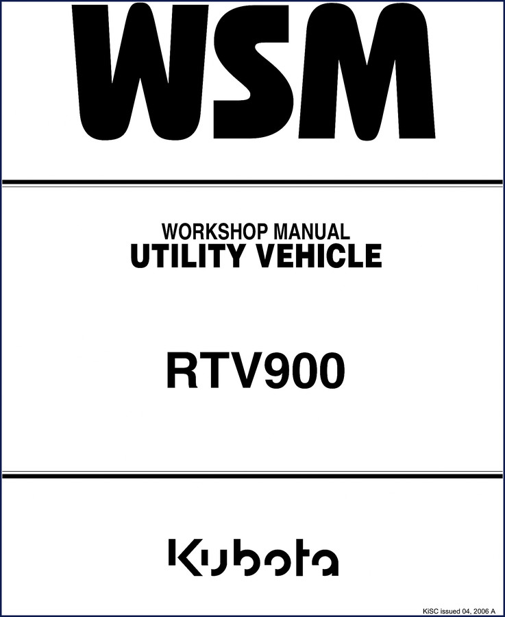 Kubota RTV900 2009 Workshop Manual cover – factory service manual for utility vehicle