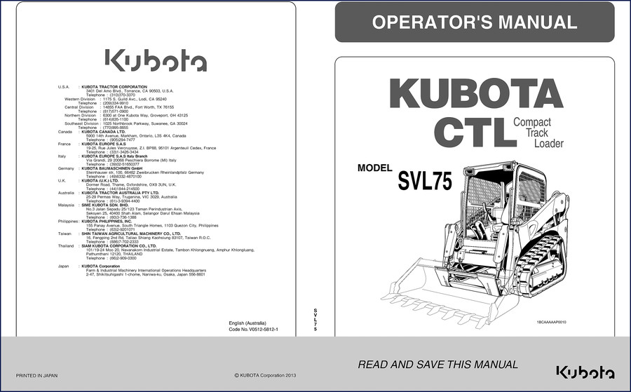 Kubota SVL75 SVL90 2011 Workshop Manual cover