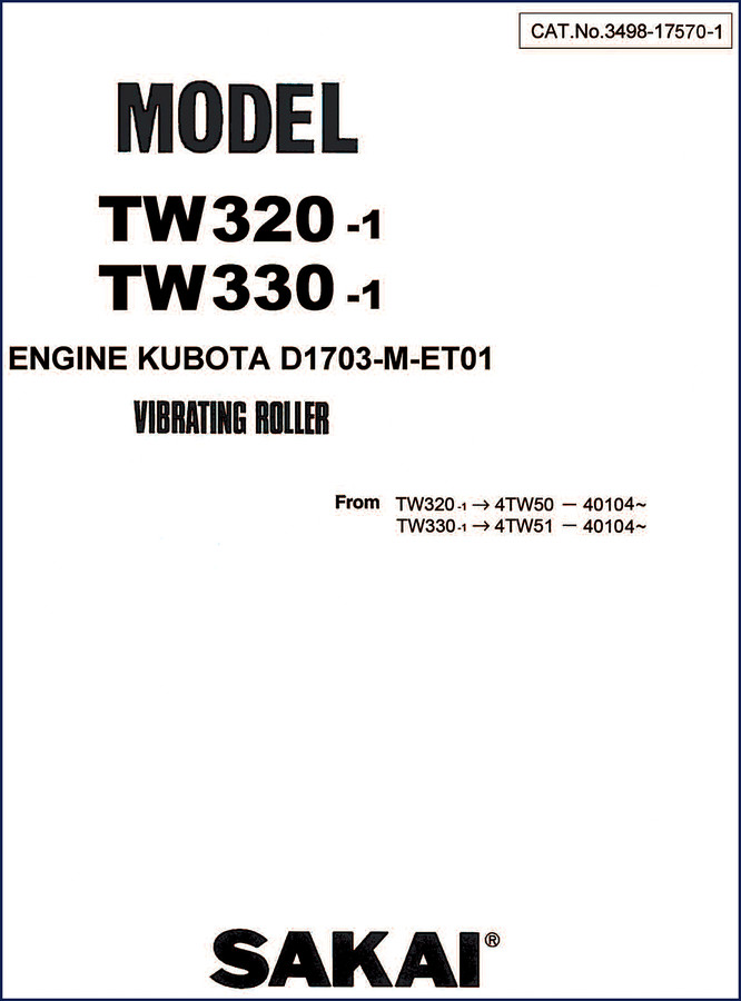 Kubota TW320 TW330 parts catalog cover – OEM factory 84-page PDF