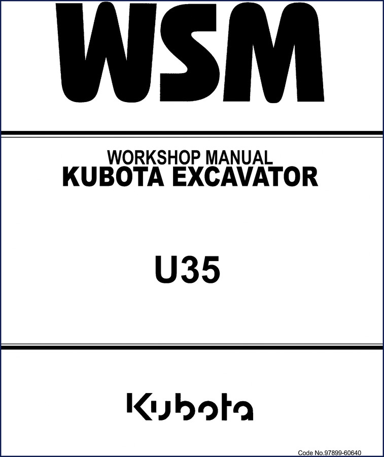 Kubota U35 workshop manual cover front page showing excavator and code 97899-60640