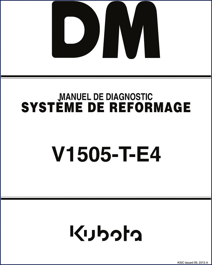 Kubota V1505-T-E4 2013 Diagnostics Manual cover showing engine diagnostic system reformage