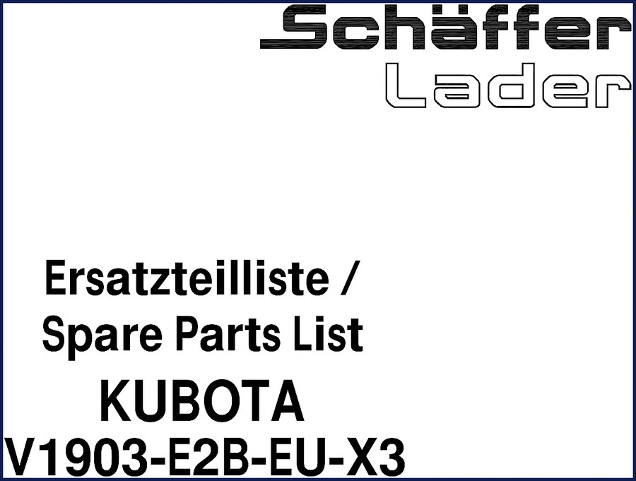 Kubota V1903-E2B-EU-X3 Parts Catalog cover – 54-page OEM spare parts list from Kubota
