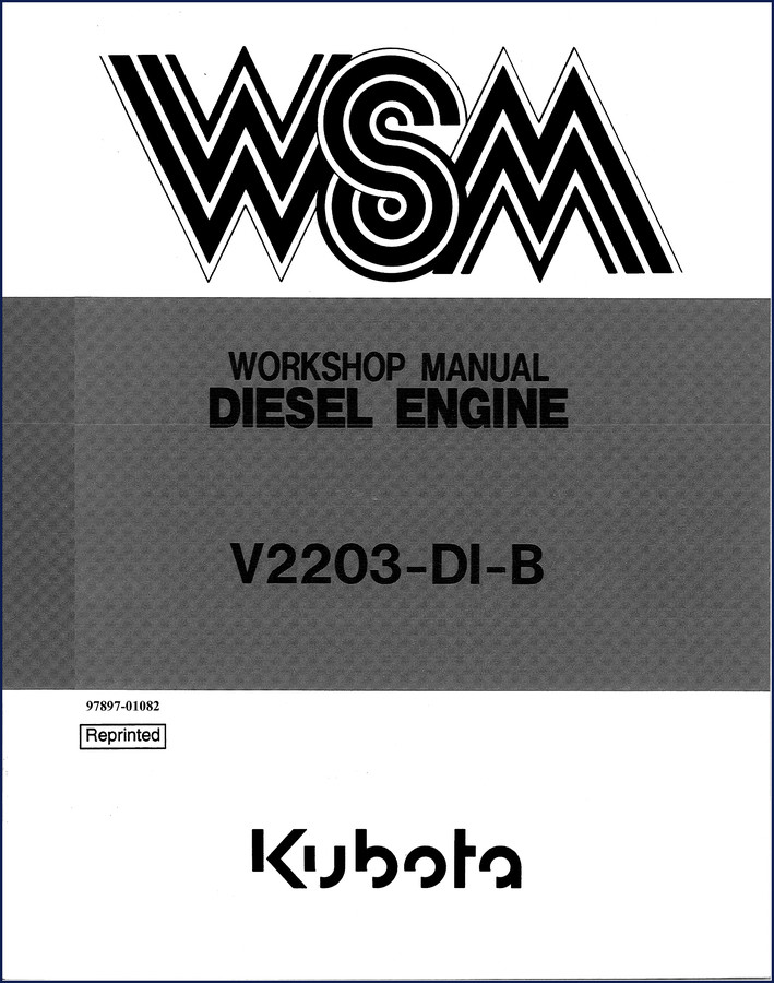 Kubota V2203-DI-B workshop manual cover – 1989 factory service document