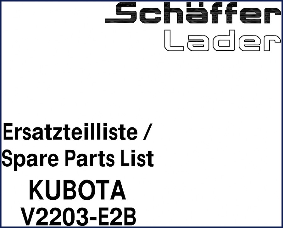 Kubota V2203-E2B-EU-X3 2003 Parts Catalog cover photo - factory OEM illustrated parts list for diesel engine