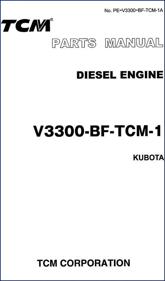 Kubota V3300 Parts Catalog 72-page factory manual cover