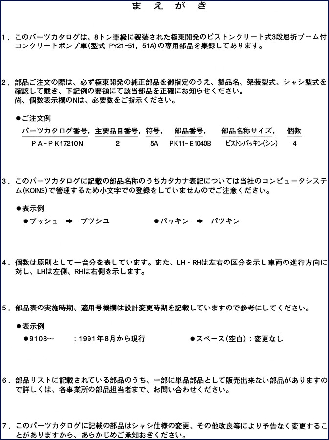 Kyokuto Kaihatsu PY21-51A parts catalog page showing pump unit assembly breakdown with item numbers
