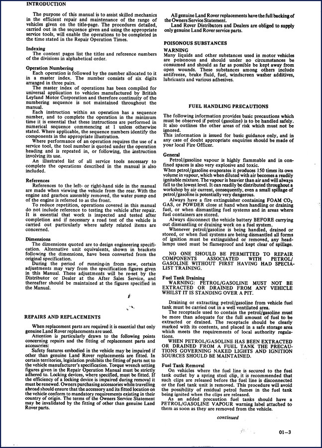 Land Rover Series III Technical Manual cover page - factory OEM service manual