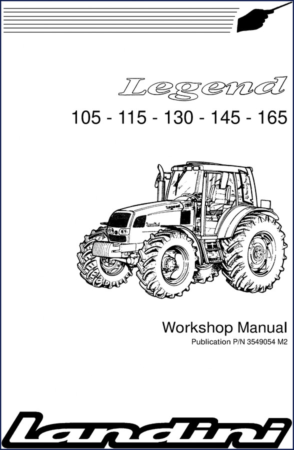 Landini Legend 105-165 1998 workshop manual cover showing tractor and manual title