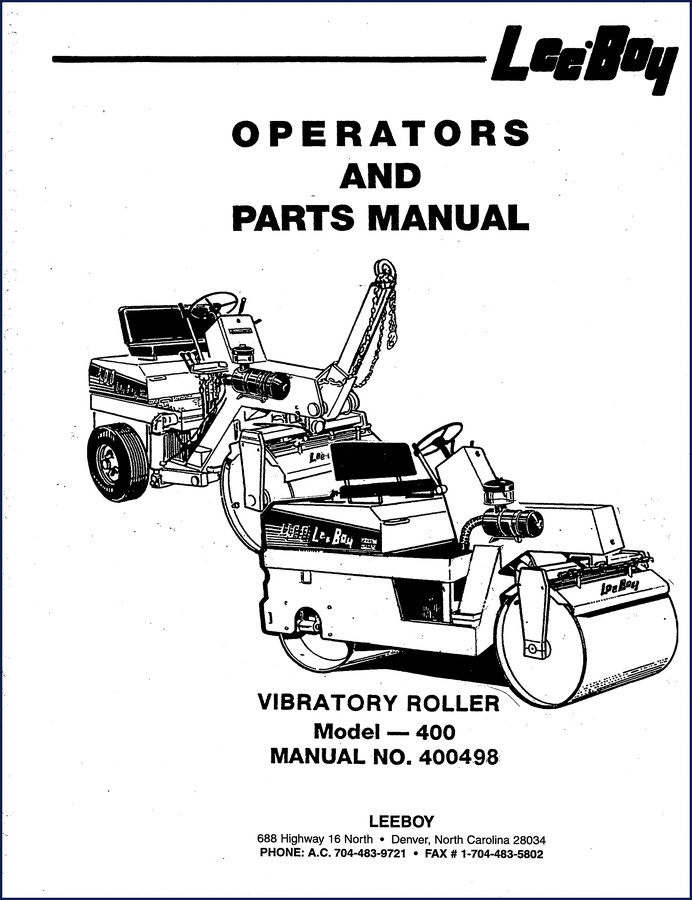 Leeboy 400 and 400T Roller 2007 Parts Catalog cover showing IPL manual