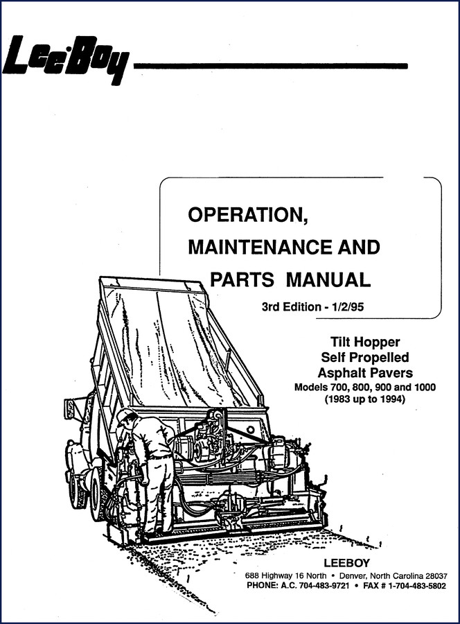 1995 Leeboy 700-1000 Operators Manual cover – factory OEM document for asphalt pavers