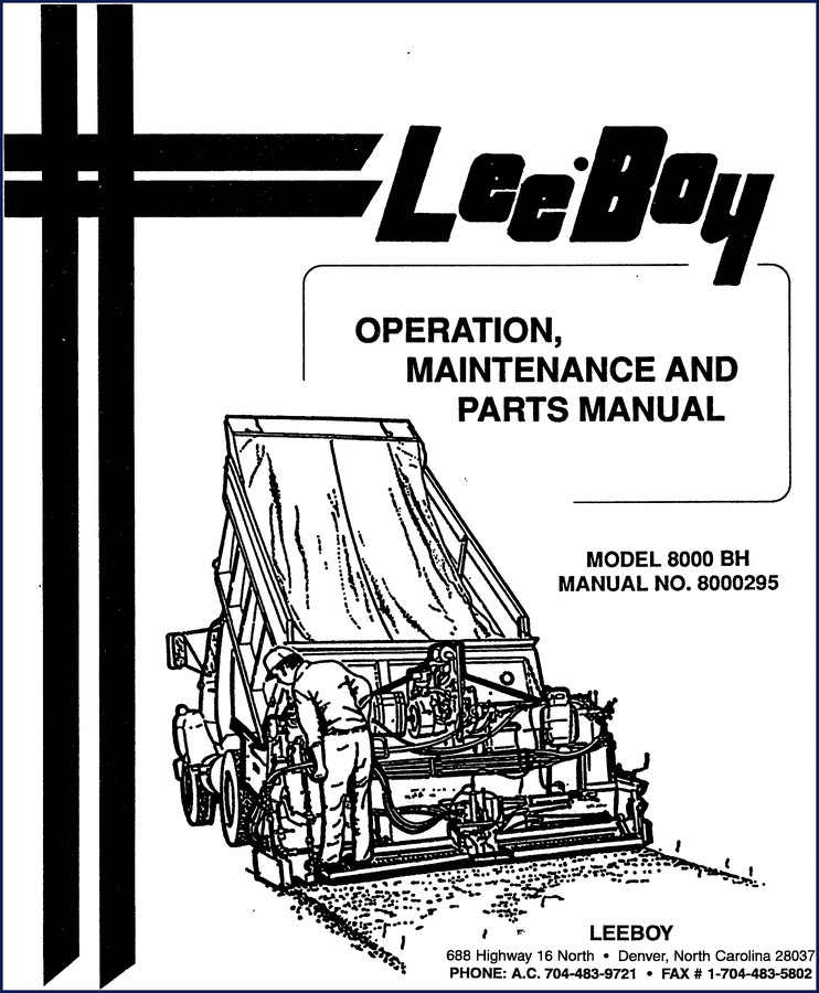 Leeboy 8000 BH Parts Catalog cover - 97 pages OEM factory manual