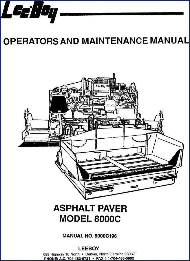 Leeboy 8000C Asphalt Paver Operators Manual cover - Factory OEM documentation
