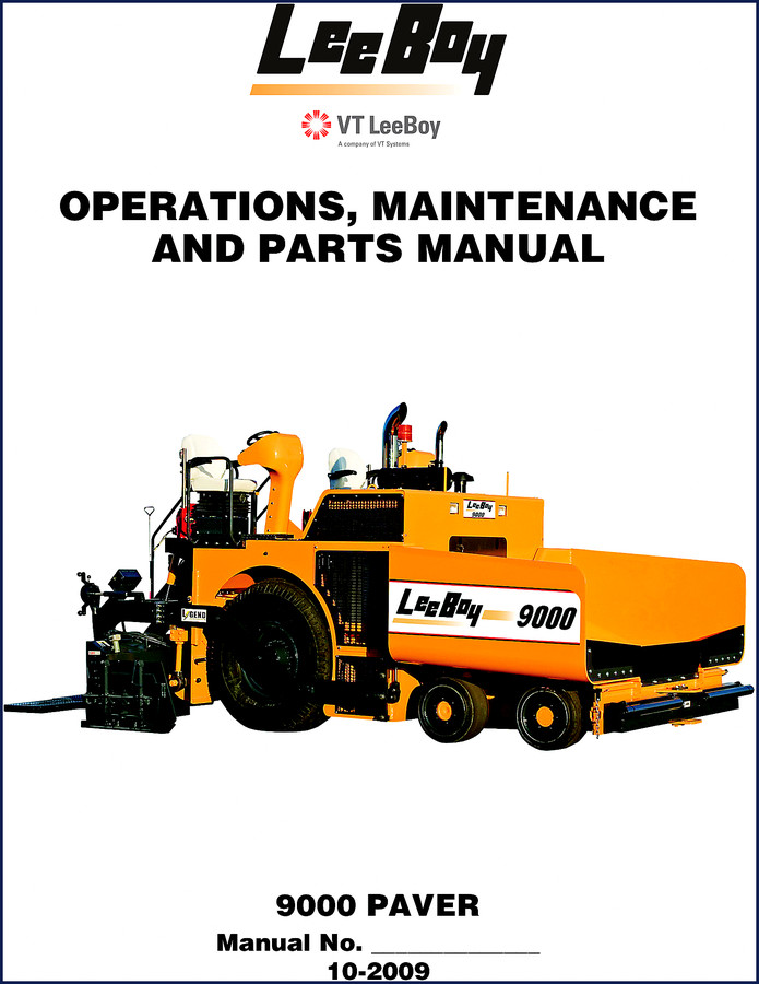 Leeboy 9000 Operations Service Parts Manual – OEM factory document for conveyor paver