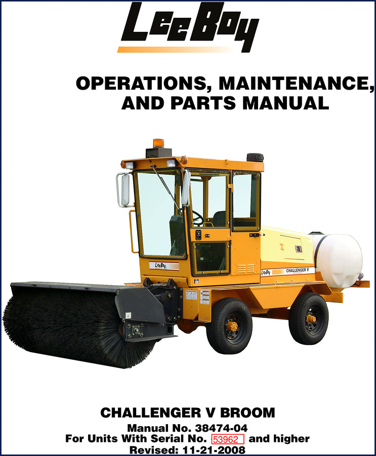 Leeboy CHALLENGER V 2008 Service Manual cover showing operations and parts manual