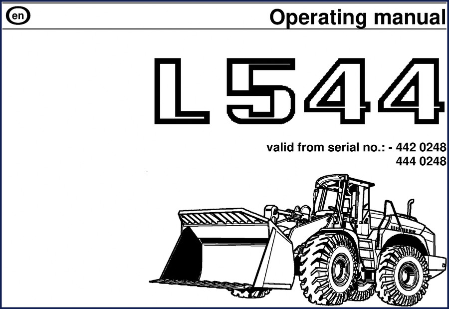 Liebherr L544 and L544 T wheel loader operating manual - factory OEM document cover