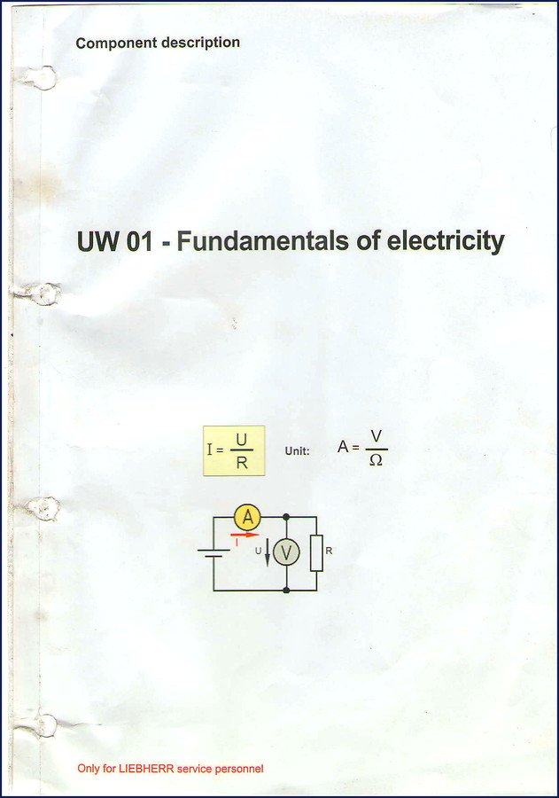 Liebherr LTM 1030 and LTM 1100 2007 Training Manual cover – electrical fundamentals for service personnel