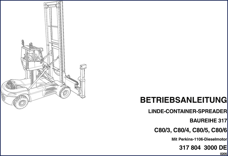 Linde C80/3, C80/4, C80/5, C80/6 2005 Operators Manual cover page