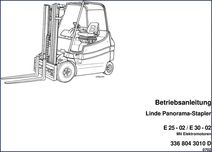 2002 Linde E 25-02 E 30-02 Electric Forklift Operators Manual - Factory OEM Document