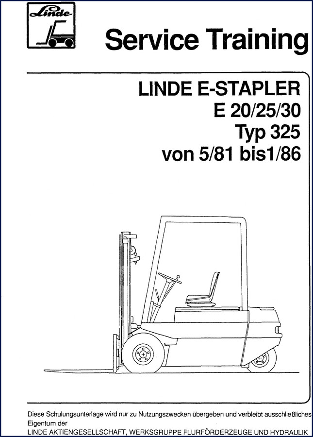 Linde E-Stapler E 20 E 25 E 30 Training Manual cover page
