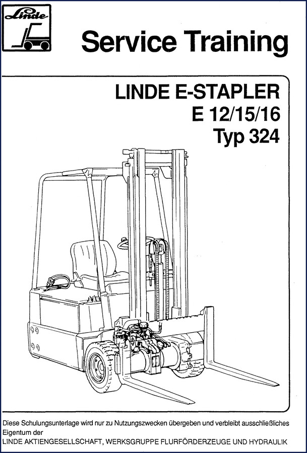 Linde E12 E15 E16 Training Manual 78 pages cover