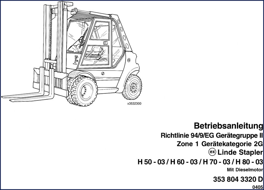 Linde H 50 H 60 H 70 H 80 2005 Operators Manual cover page