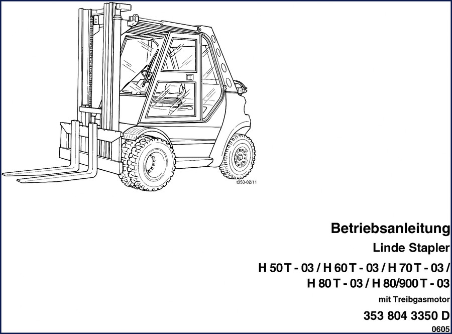 Linde H 50 T - 03 2005 Operators Manual cover