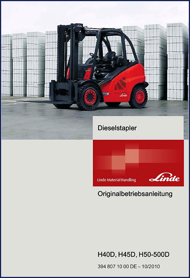 Linde H40D, H45D, H50-500D 2010 User Manual cover – 314-page OEM forklift guide