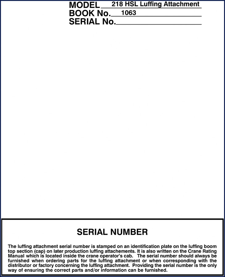 Link-belt 218 HSL Operators Manual cover - factory OEM 1212 page manual