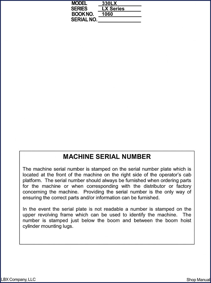 Link-belt 330LX Parts Catalog front cover - OEM 509 pages