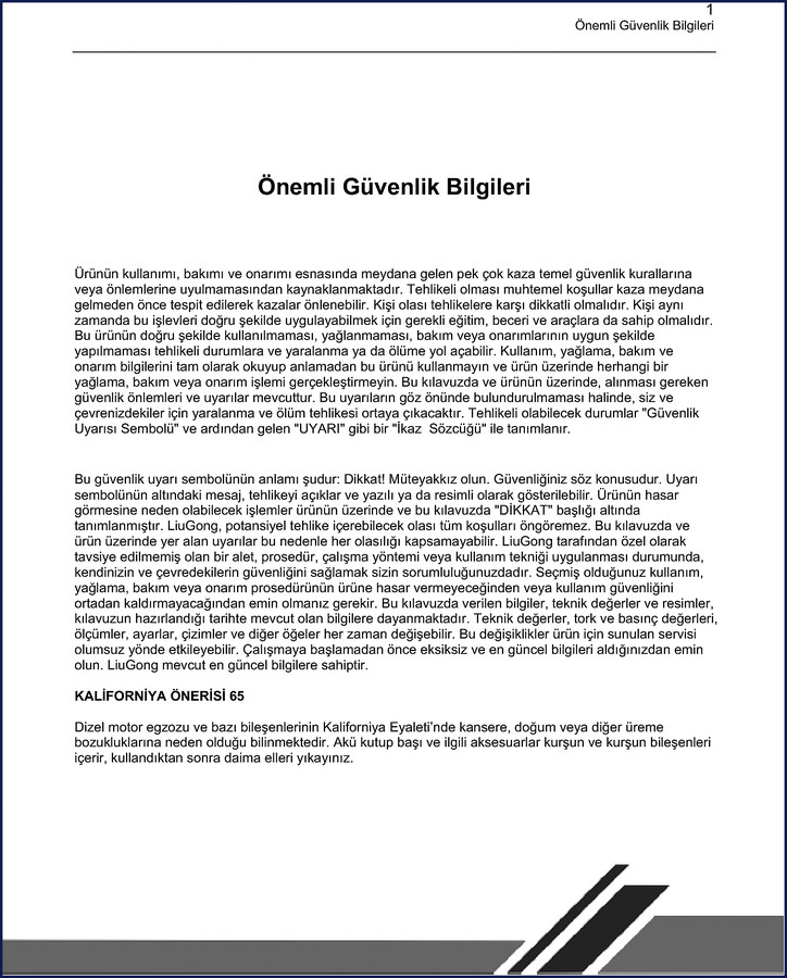 Liugong CLG856III Wheel Loader User Manual – OEM 446-page document showing control panel and safety labels