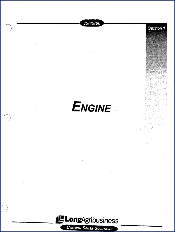 Long Agribusiness 35, 45, 60 Parts Catalog – engine section exploded view