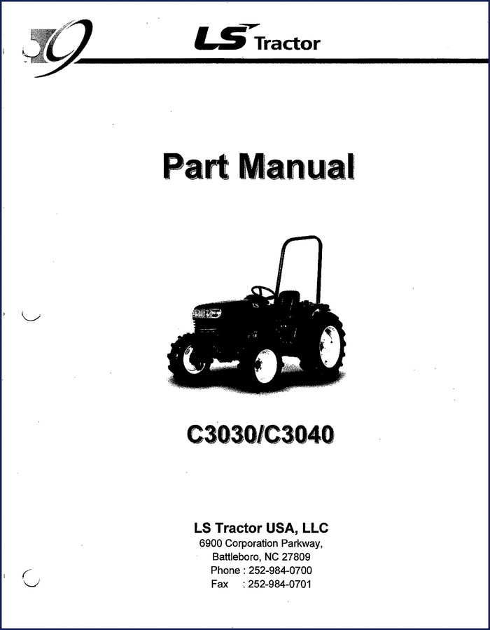 LS Tractor C3030 C3040 Parts Catalog cover page 232 pages OEM