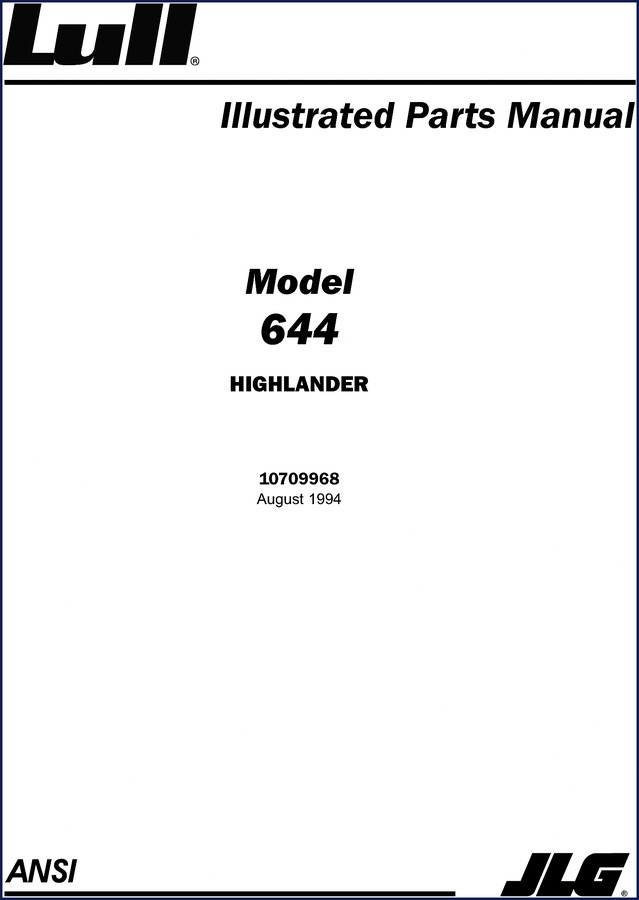 Lull 644 Highlander 1994 Parts Catalog cover page