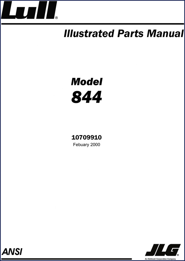 Lull 844 2000 Parts Catalog cover with model designation and February 2000 date