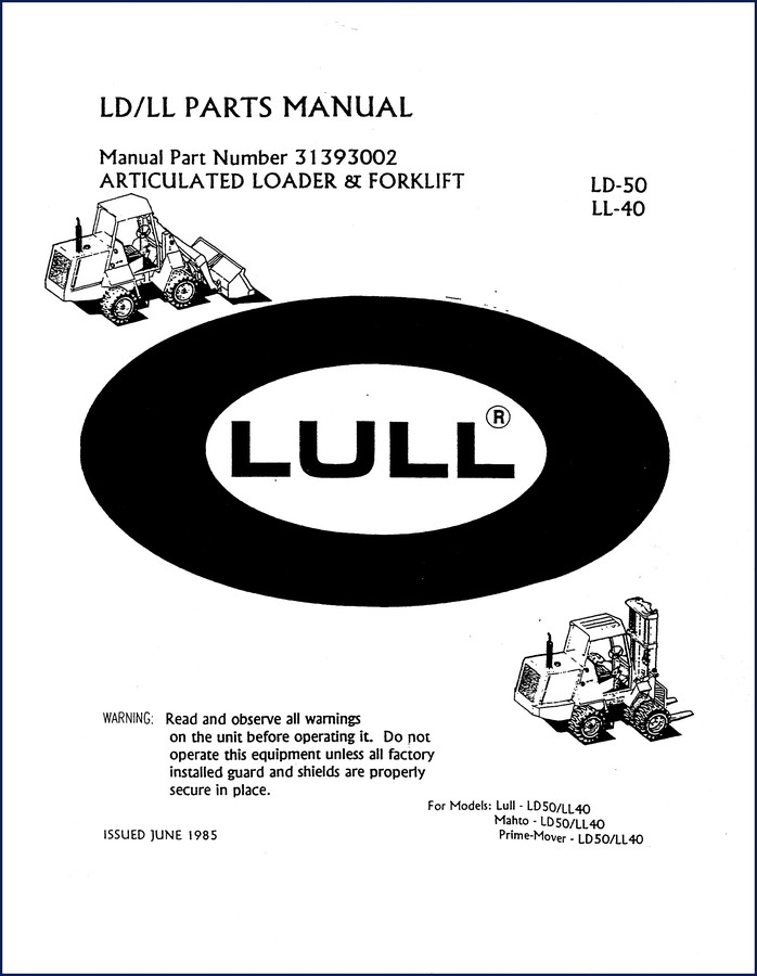 1985 Lull LD50 LL40 Parts Catalog factory manual cover
