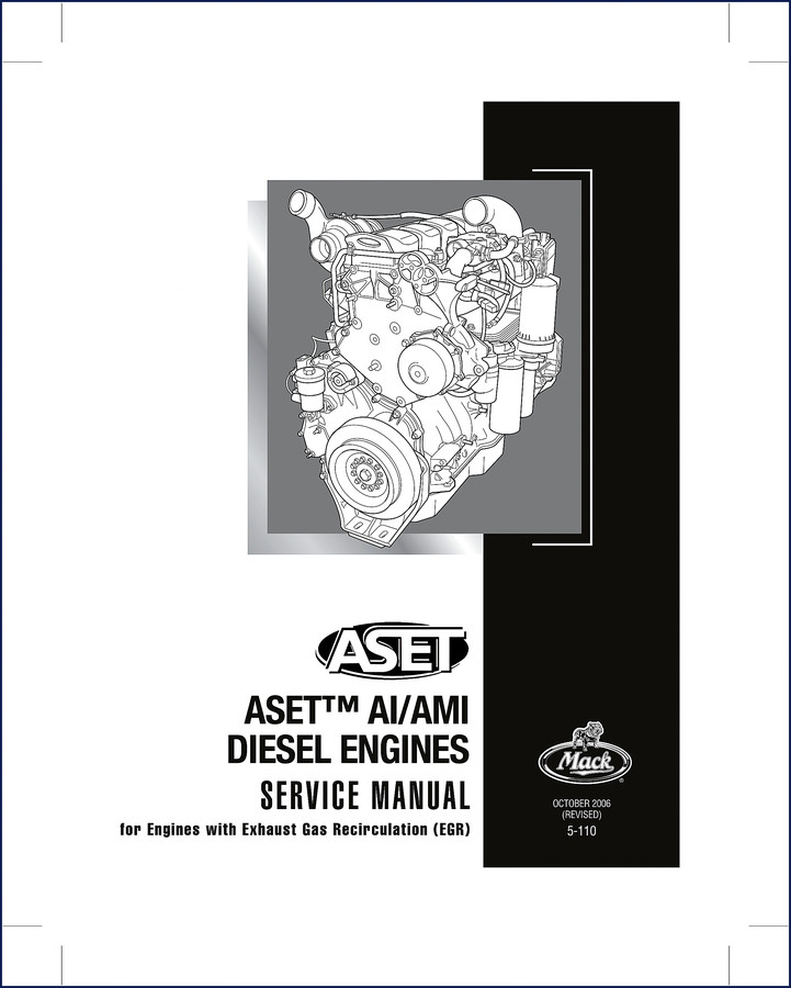 Mack ASET AI/AMI diesel engine service manual 2006 cover and engine view