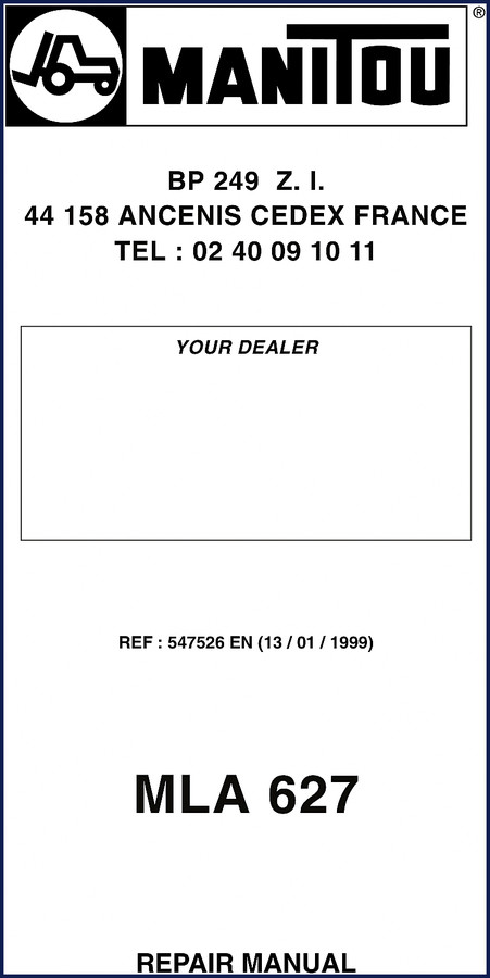 1999 Manitou MLA 627 Factory Repair Manual cover - 646 pages