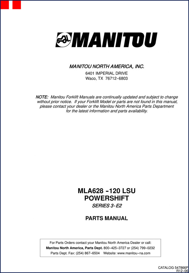 Manitou MLA628 parts catalog exploded view illustration showing boom assembly and axle components