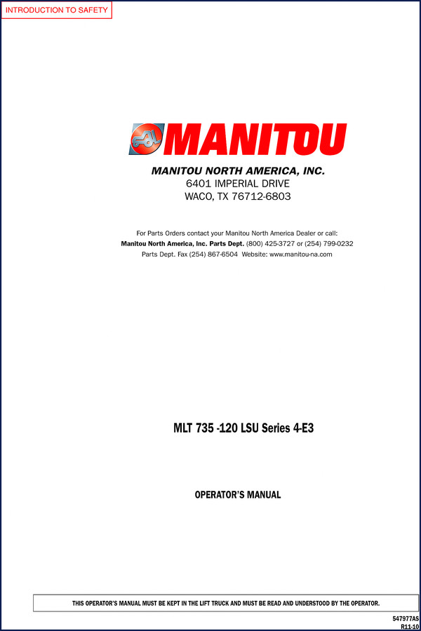 Manitou MLT 735-120 LSU Series 4-E3 Operators Manual cover – 132-page factory document