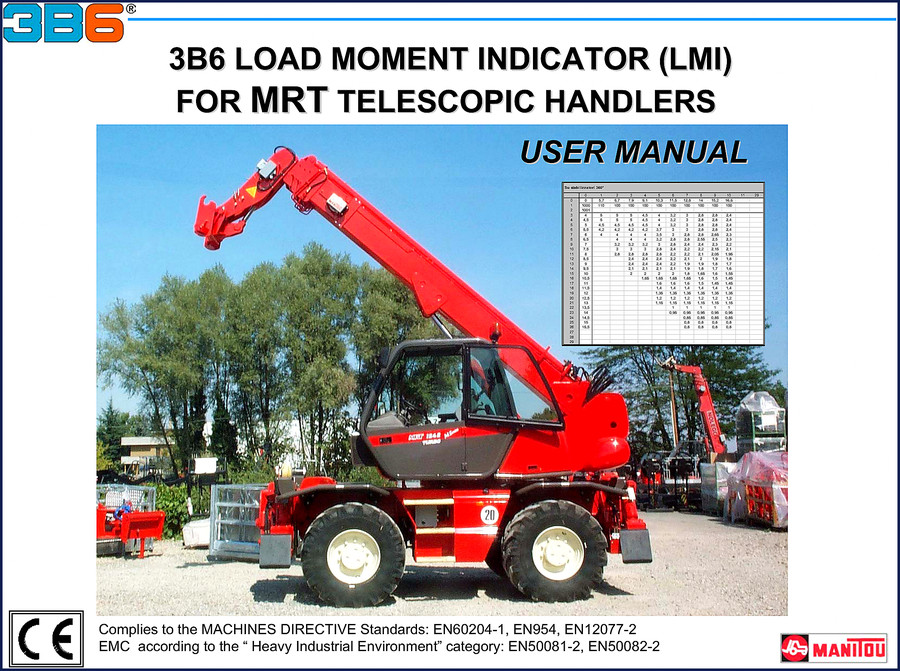 Manitou MRT 3B6 2005 User Manual cover showing load moment indicator schematic
