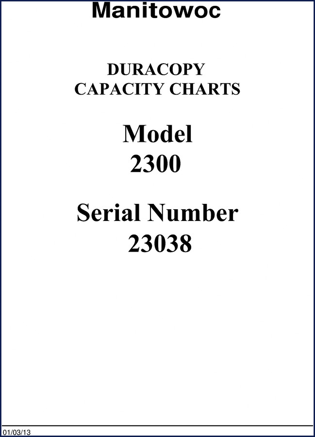 Manitowoc 2300 2013 Technical Manual capacity chart page