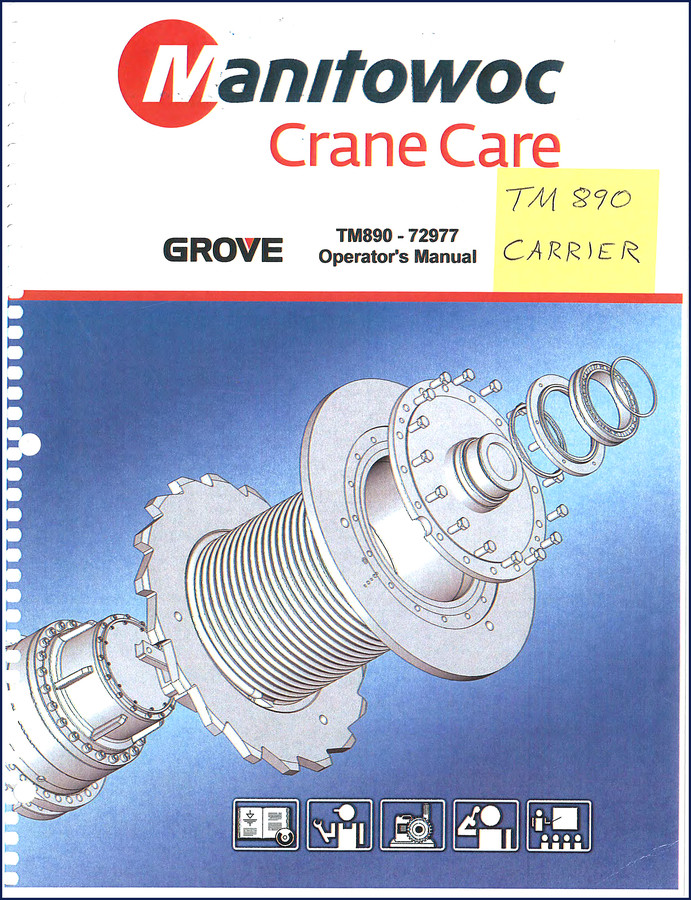 Manitowoc TM890 1980 Operators Manual cover showing carrier and crane