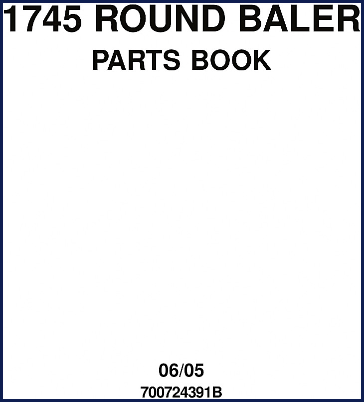 Massey Ferguson 1745 Round Baler 2005 Parts Catalog cover page showing factory illustrations and part number breakdown
