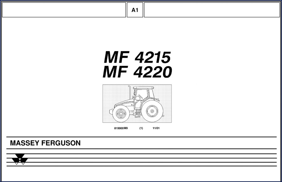 Massey Ferguson MF4215 MF4220 2001 Parts Catalog cover showing tractor and OEM manual layout