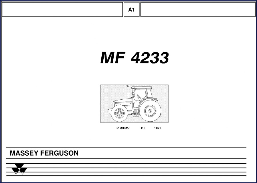 Massey Ferguson 4233 2001 Parts Catalog cover showing tractor and manual title