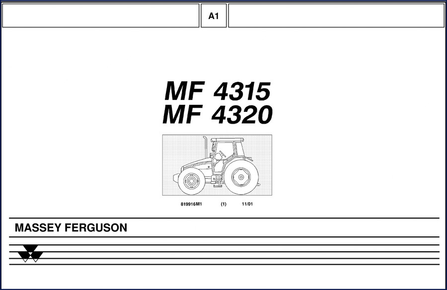 Massey Ferguson 4315 4320 2001 Parts Catalog cover page showing tractor model and OEM documentation