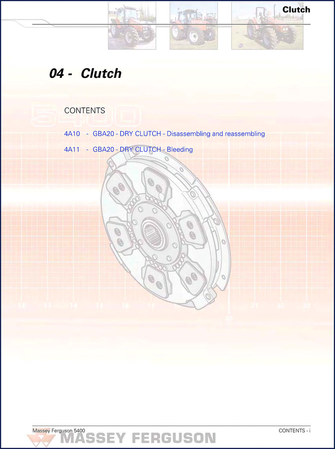 Massey Ferguson 5400 Service Manual cover - OEM factory repair document for 5400 tractors