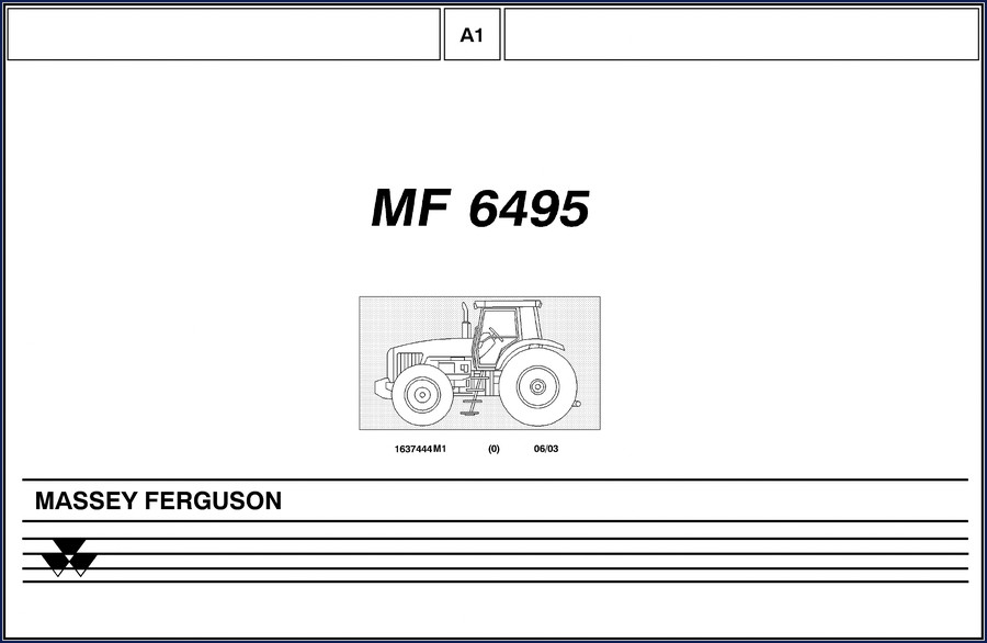 Massey Ferguson 6495 Service Manual cover showing tractor model and factory documentation