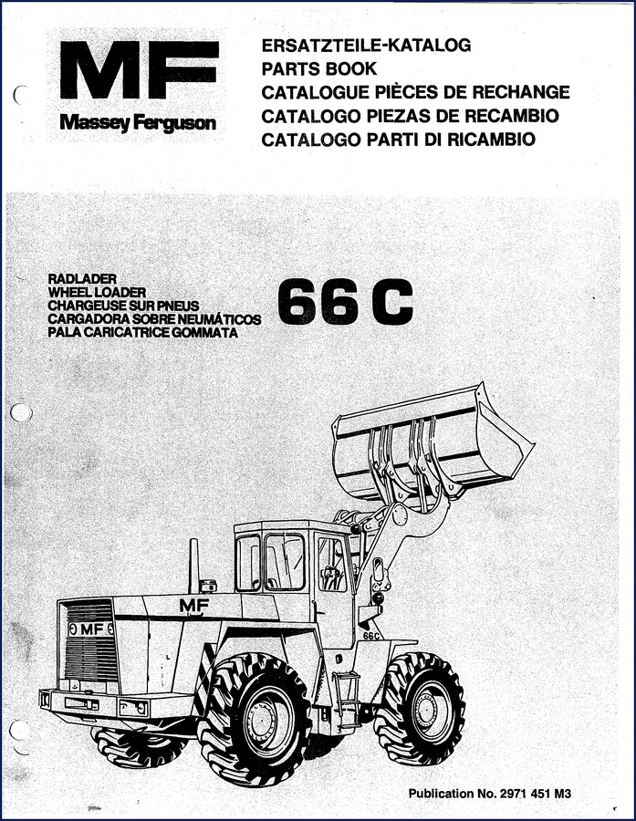 Massey Ferguson 66C 1979 Factory Parts Catalog cover showing wheel loader