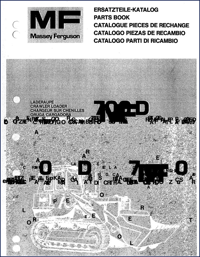 Massey Ferguson 700 D Parts Catalog cover - factory OEM 893-page parts book for crawler loader